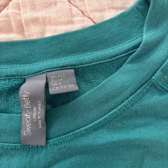 Sweaty Betty After Class Crop Teal crew neck Sweater size XXS - Picture 4 of 5